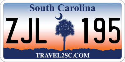 SC license plate ZJL195