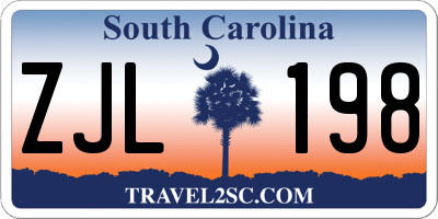 SC license plate ZJL198
