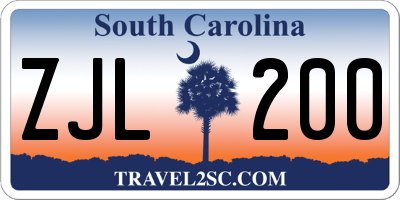 SC license plate ZJL200
