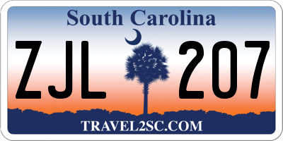 SC license plate ZJL207