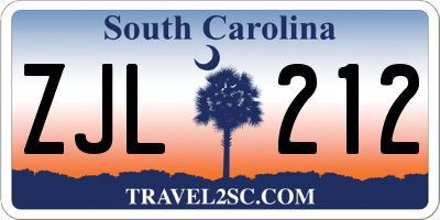 SC license plate ZJL212