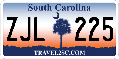SC license plate ZJL225