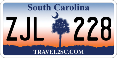 SC license plate ZJL228