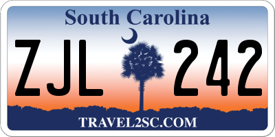 SC license plate ZJL242