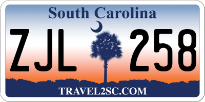 SC license plate ZJL258