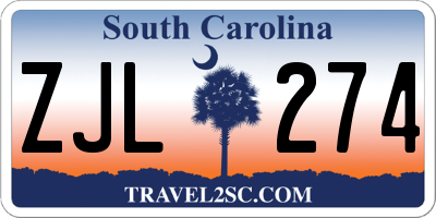 SC license plate ZJL274