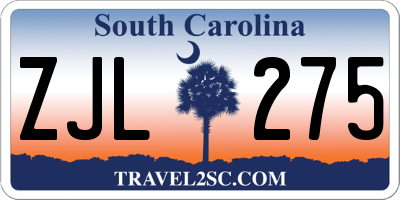 SC license plate ZJL275