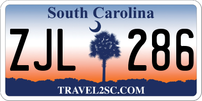 SC license plate ZJL286