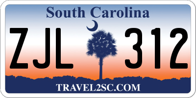 SC license plate ZJL312