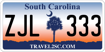 SC license plate ZJL333