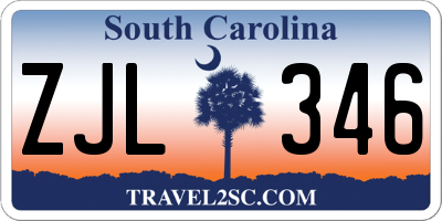 SC license plate ZJL346