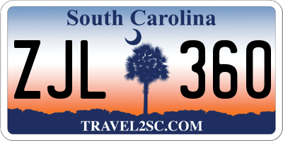 SC license plate ZJL360