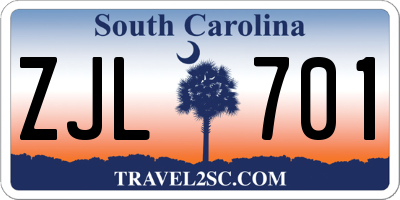SC license plate ZJL701