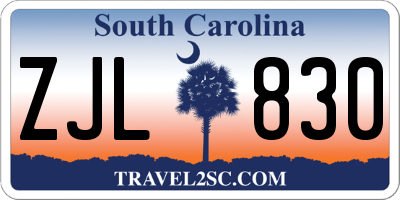 SC license plate ZJL830