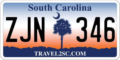 SC license plate ZJN346