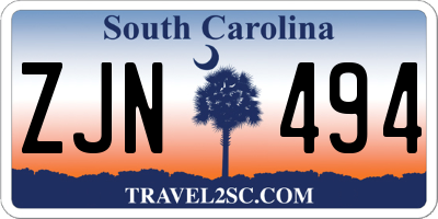 SC license plate ZJN494