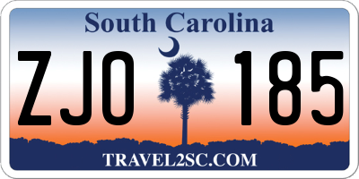 SC license plate ZJO185