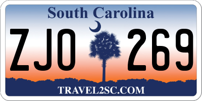 SC license plate ZJO269