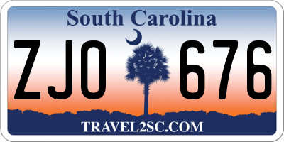 SC license plate ZJO676
