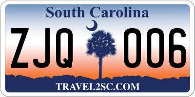 SC license plate ZJQ006