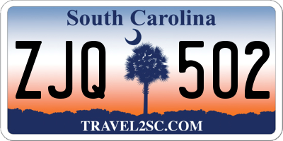 SC license plate ZJQ502