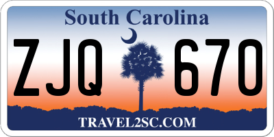 SC license plate ZJQ670