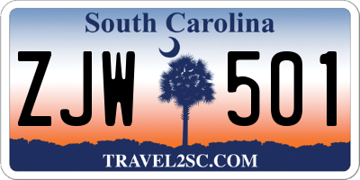 SC license plate ZJW501