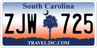 SC license plate ZJW725