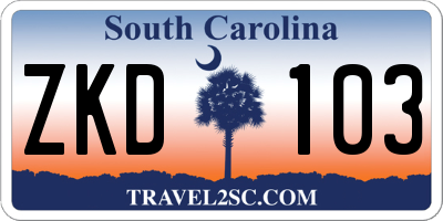 SC license plate ZKD103