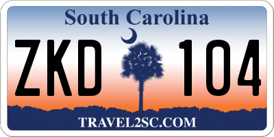SC license plate ZKD104