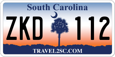 SC license plate ZKD112