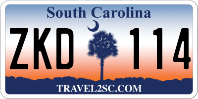 SC license plate ZKD114