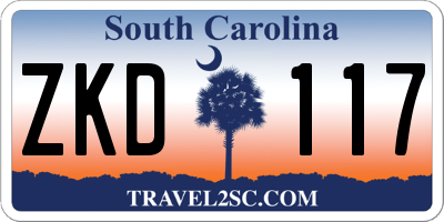 SC license plate ZKD117