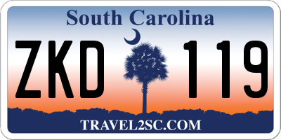 SC license plate ZKD119