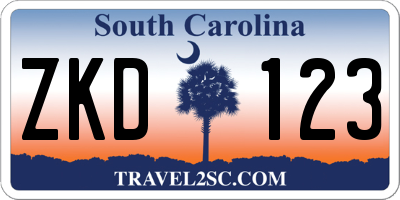 SC license plate ZKD123