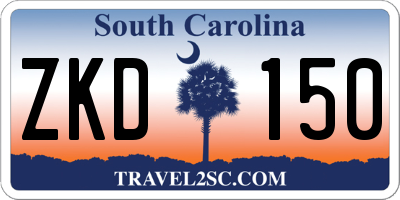 SC license plate ZKD150