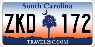 SC license plate ZKD172