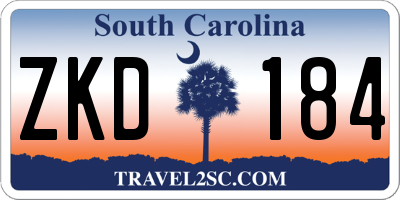 SC license plate ZKD184