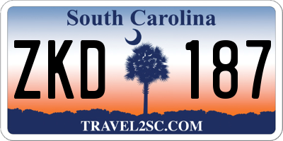 SC license plate ZKD187