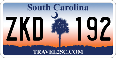 SC license plate ZKD192