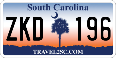 SC license plate ZKD196