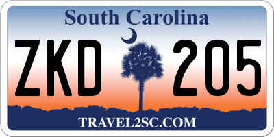 SC license plate ZKD205