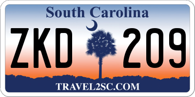 SC license plate ZKD209