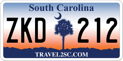 SC license plate ZKD212