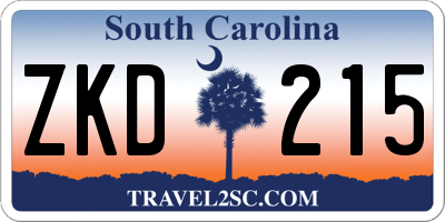 SC license plate ZKD215