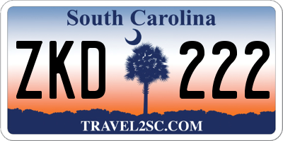 SC license plate ZKD222