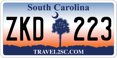 SC license plate ZKD223