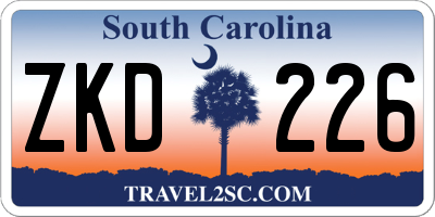 SC license plate ZKD226