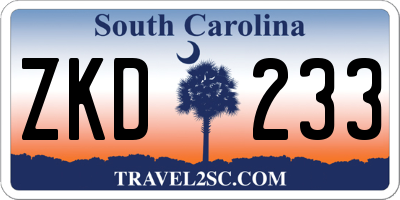 SC license plate ZKD233