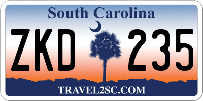 SC license plate ZKD235